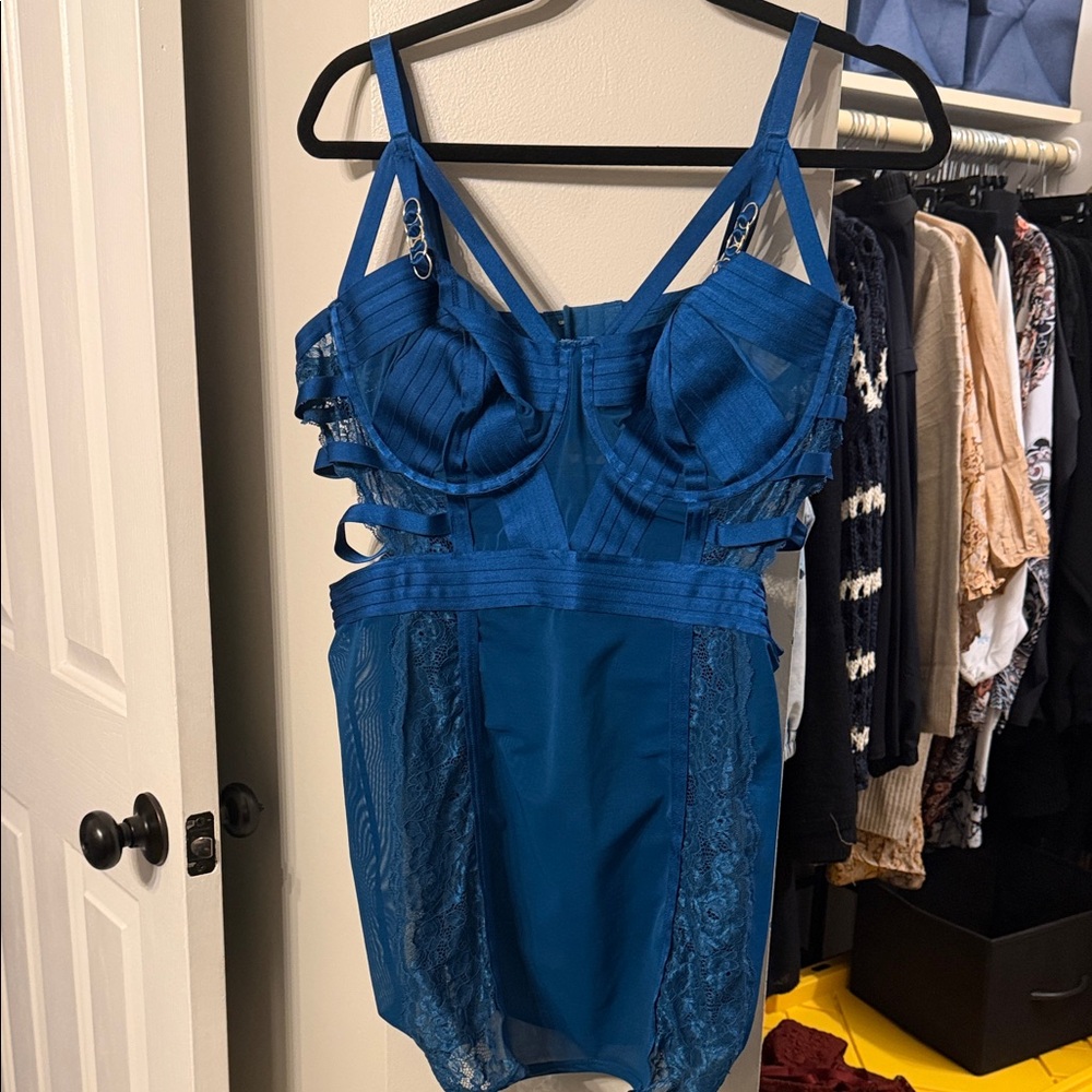Torrid Blue Strappy Lace Chemise